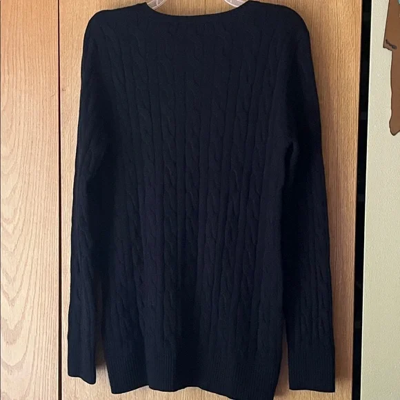 Lacoste Men’s Black Cotton Cable Knit V Neck Sweater Peru Size XL 44 EUC